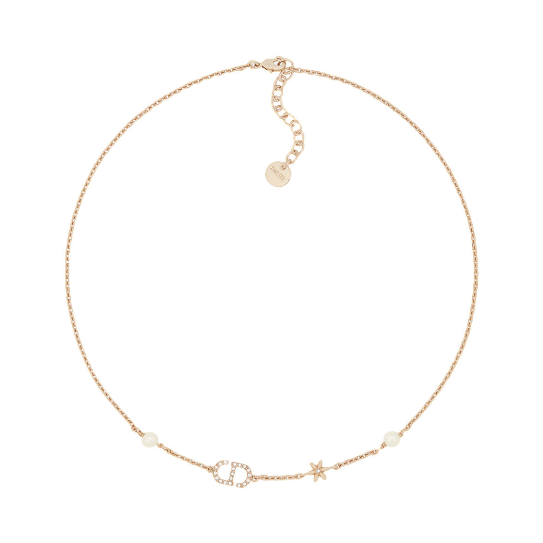 (W) 디올 쁘띠 CD 데이지 네클리스 피니쉬 메탈 앤 레진 펄 톤 크리스탈 페일 골드 화이트 레진 펄 실버 톤 크리스탈((W) Dior Petit CD Daisy Necklace Finish Metal And Resin Pearl Tone Crystal Pale Gold White Resin Pearl Silver Tone Crystal) - 1