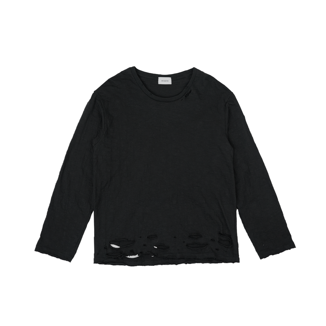 SST25FW006 smallstupidtunes Destroyed Slub Long Sleeve Black