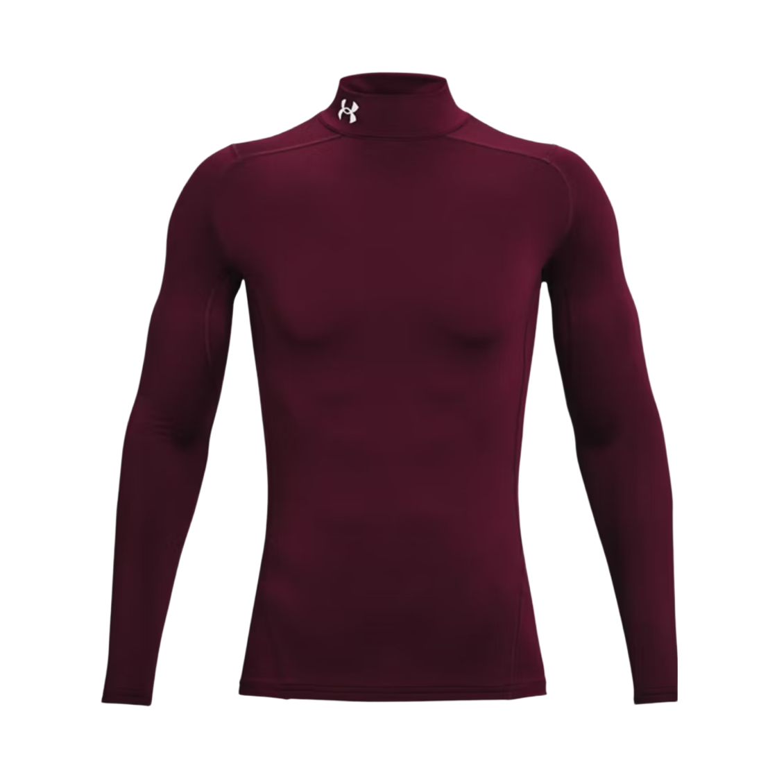 1366072-609 Under Armour ColdGear Compression Mock T-Shirt Maroon White
