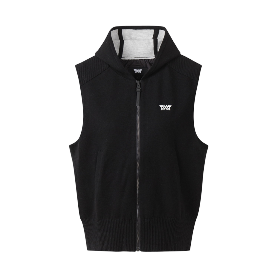 (W) 피엑스지 스웨터 후드 베스트 집업 블랙((W) PXG Sweater Hoodie Vest Zip Up Black)