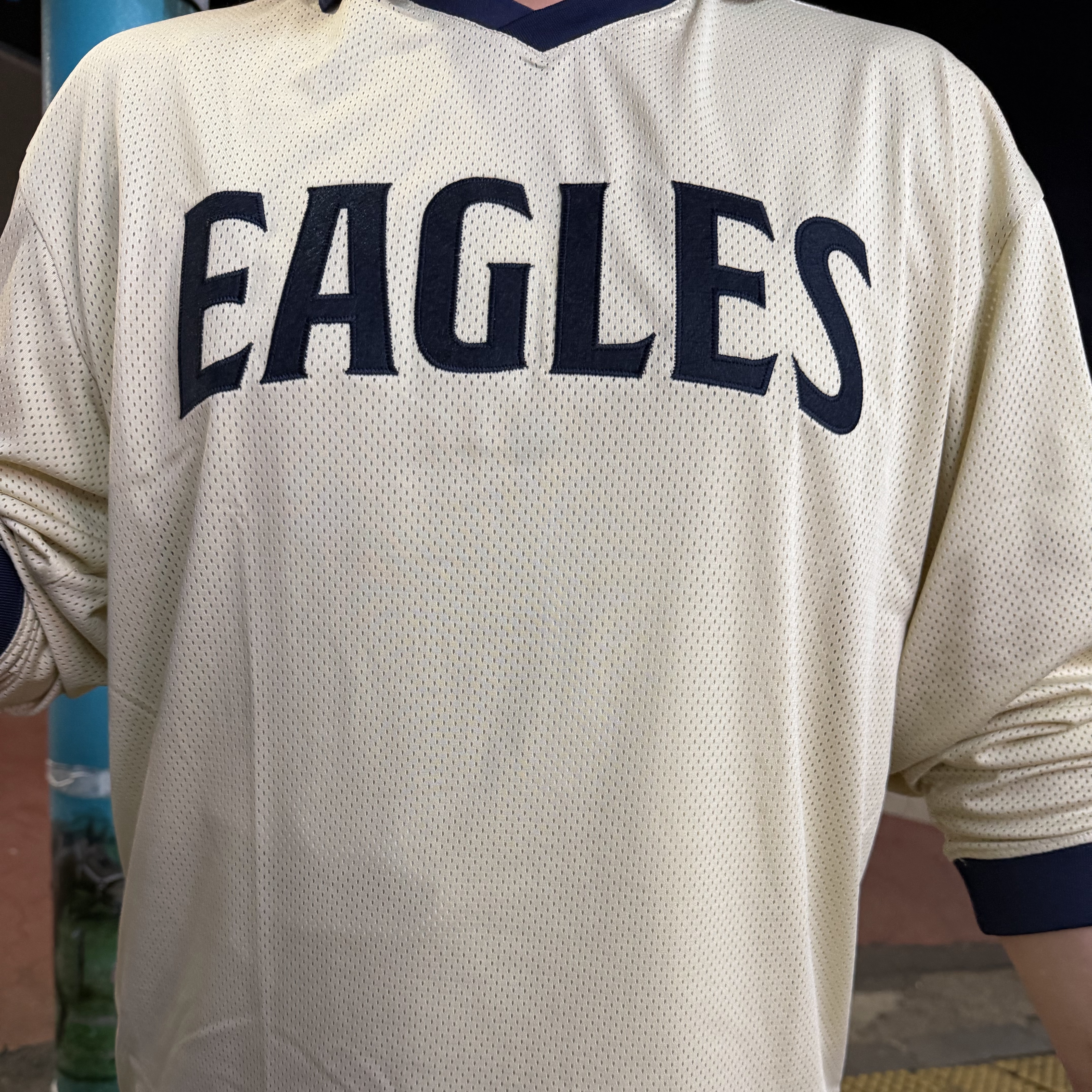 Satur x Hanwha Eagles Lausanne Over Size Mesh Jersey Cream 착용 스타일 - 1