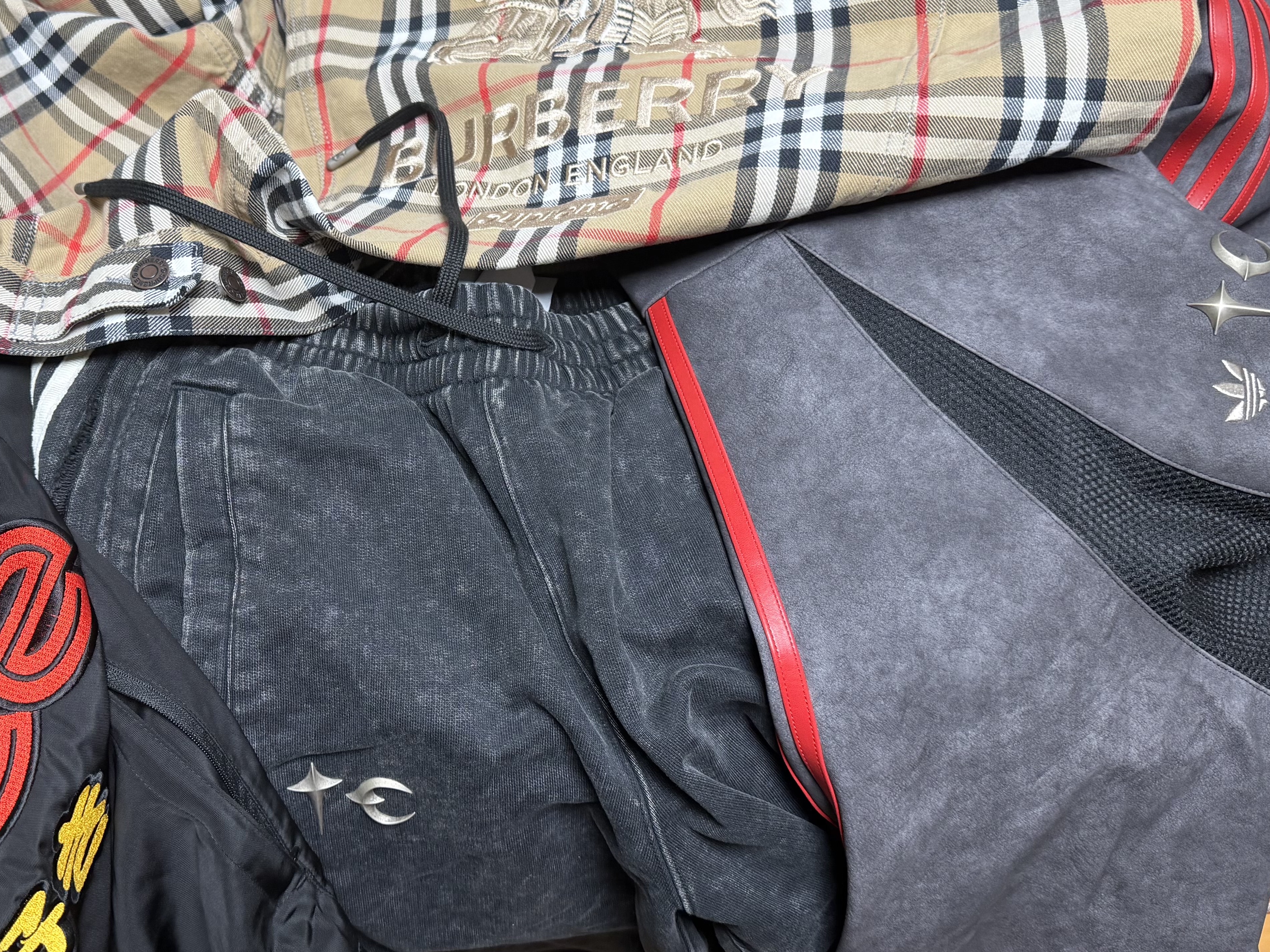 Palace Faster Jacket Black Red - 24SS, Adidas x Thug Club Teamgeist Faux Leather Jacket Black Antique Silver - KR Sizing 착용 스타일