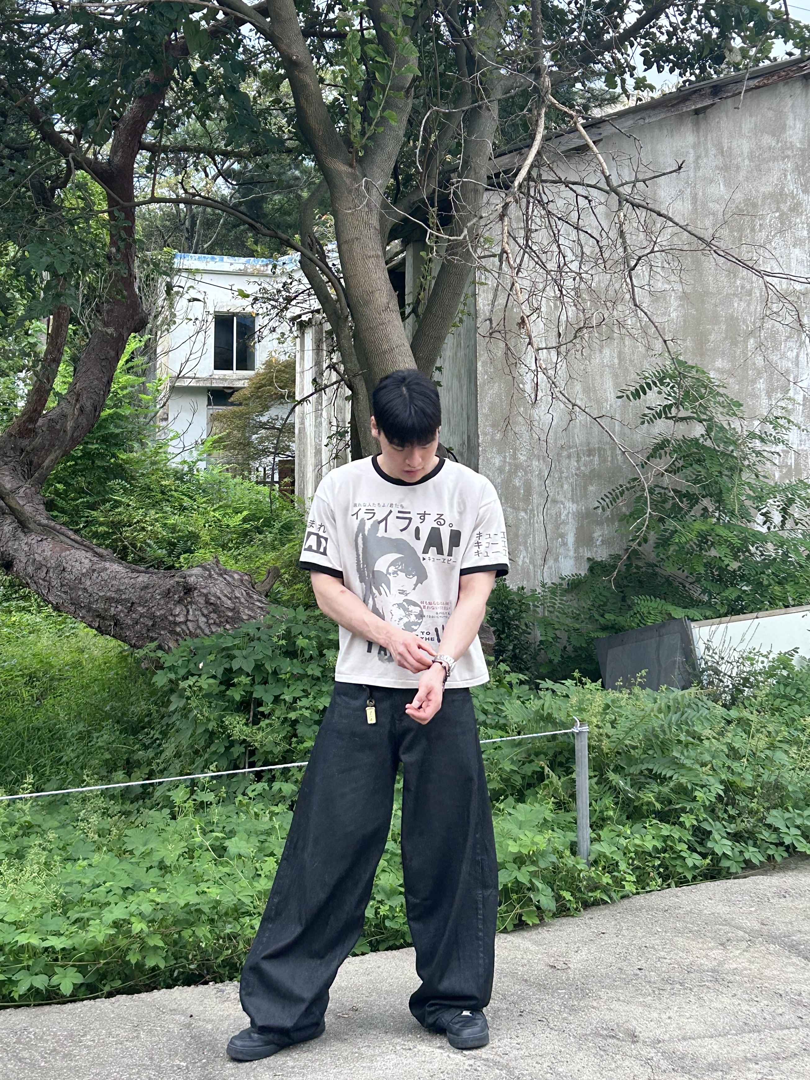 qualisartifexpereo VTG T-Shirts Pig, Nike Air Force 1 '07 Low Triple Black 착용 스타일 - 1