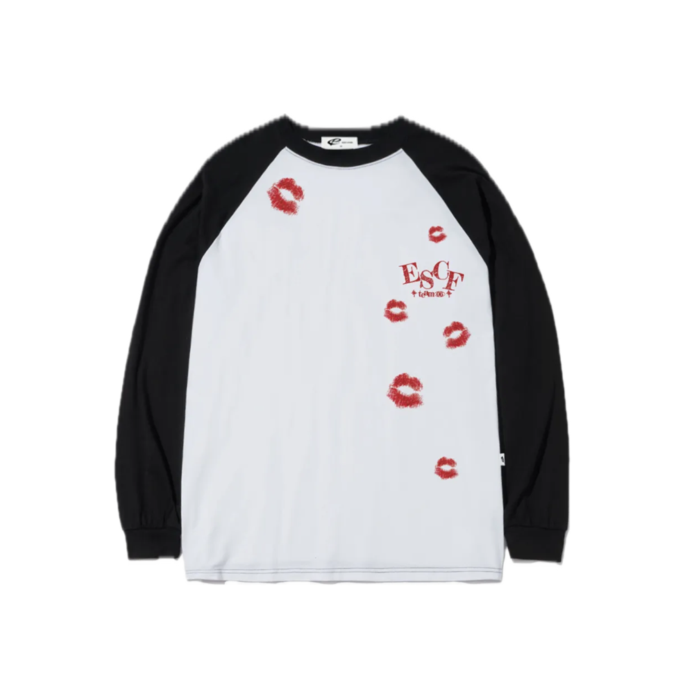 E252LS077BK Escapefrom Lip Crush Print Long Sleeve Black