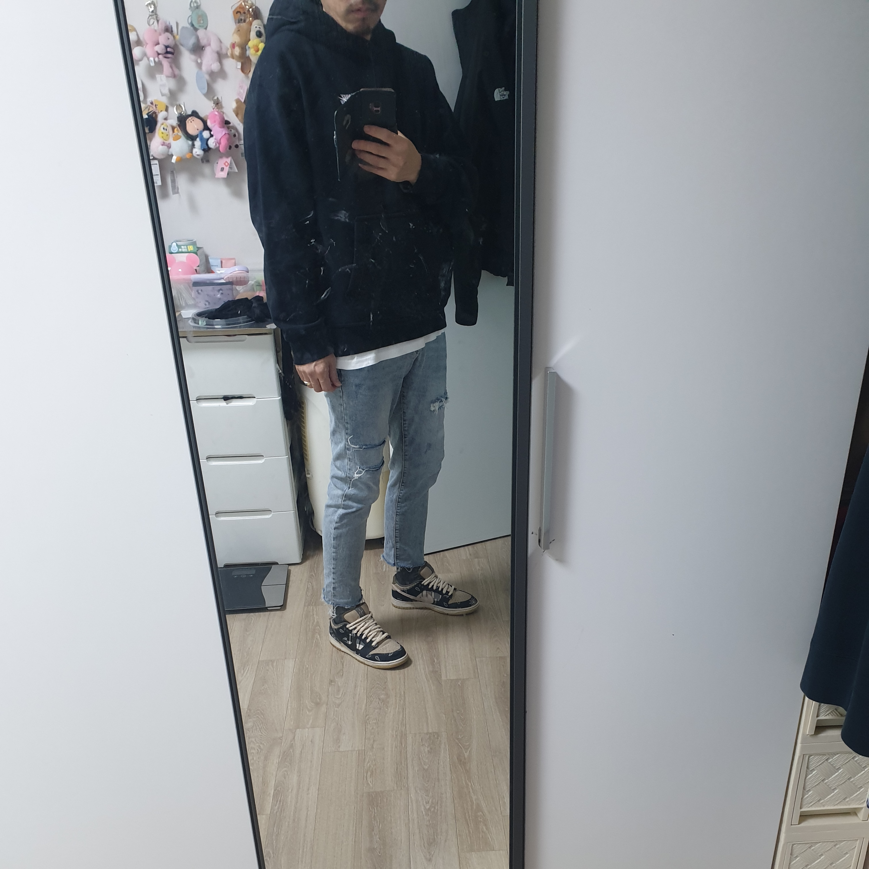 Nike x Travis Scott SB Dunk Low, Nike x Yuto Horigome SB Fleece Skateboarding Pullover Hoodie Black - Asia 착용 스타일 - 4