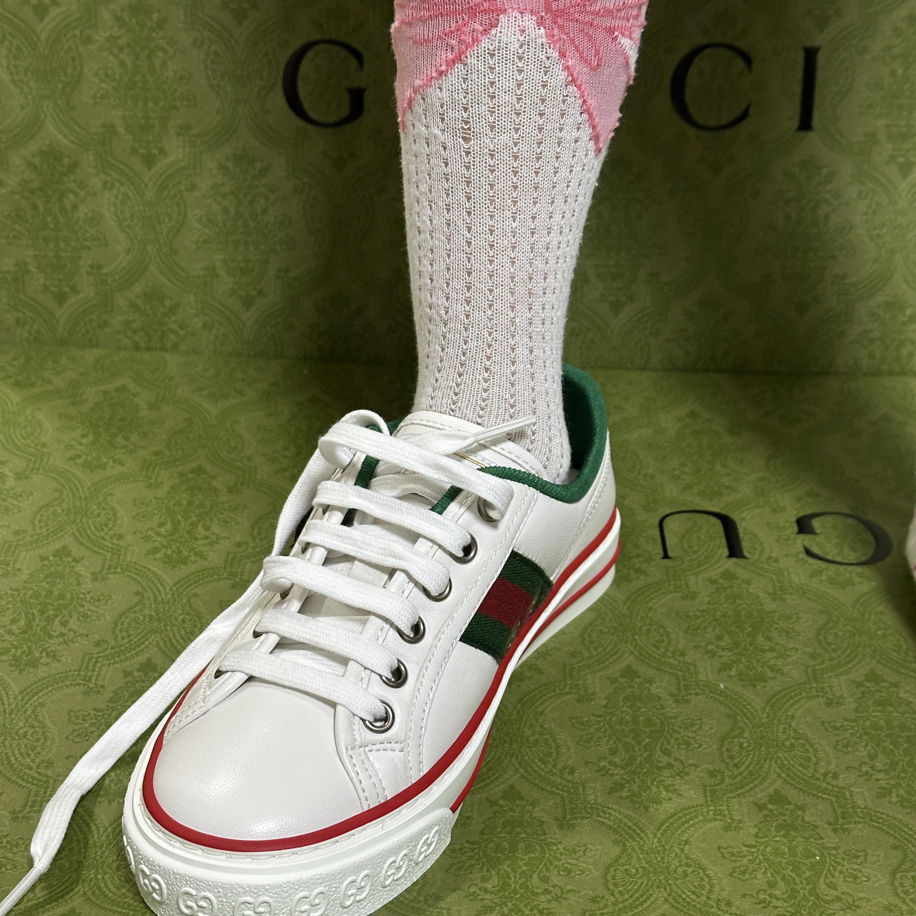 (W) Gucci Tennis 1977 Sneakers White 착용 스타일