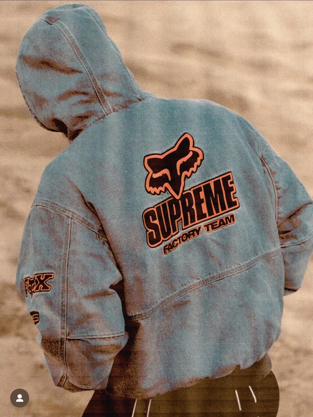 Supreme x Fox Racing Hooded Work Jacket Denim - 25FW 착용 스타일 - 1