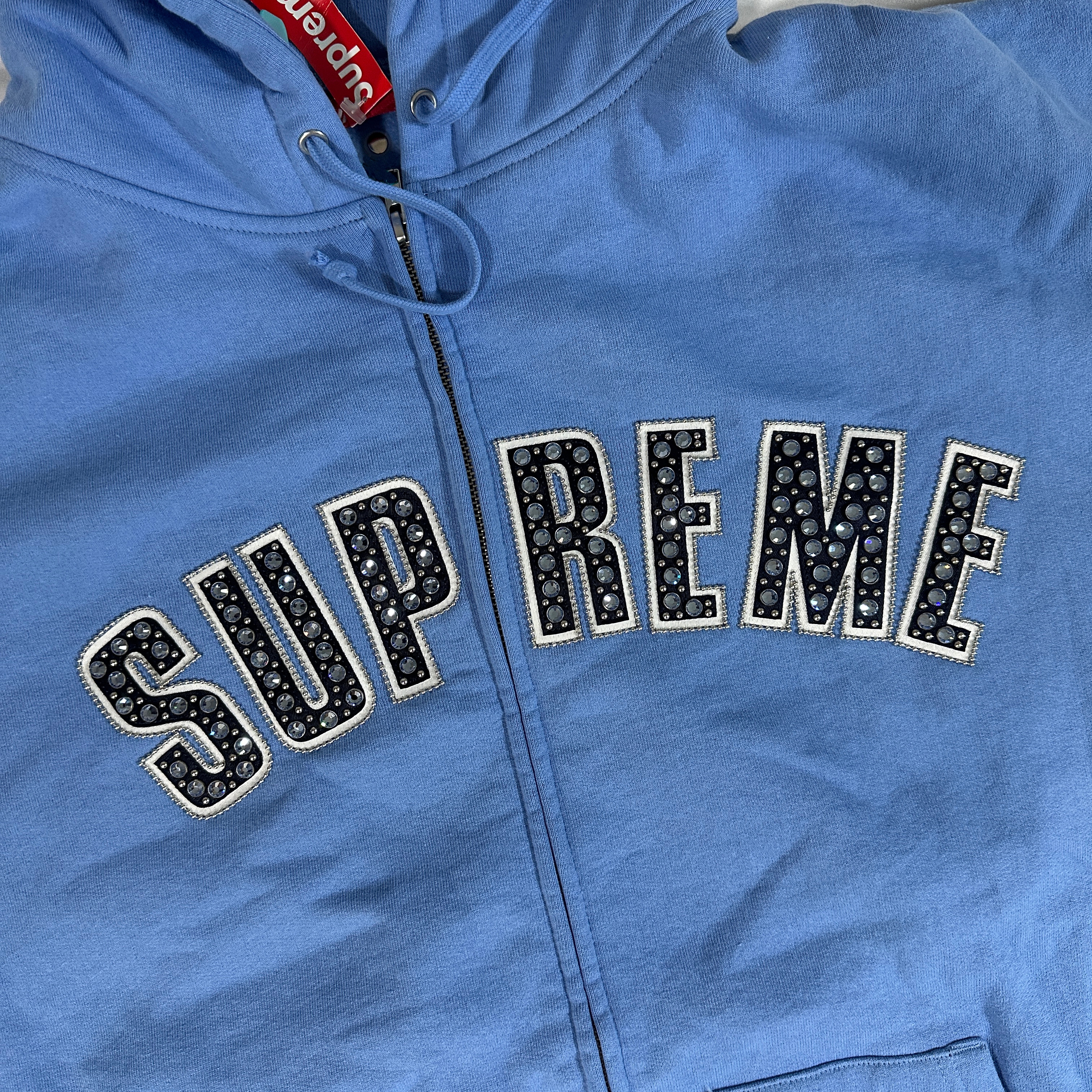 Supreme x B.B. Simon Zip Up Hooded Sweatshirt Light Blue - 25SS 착용 스타일 - 2