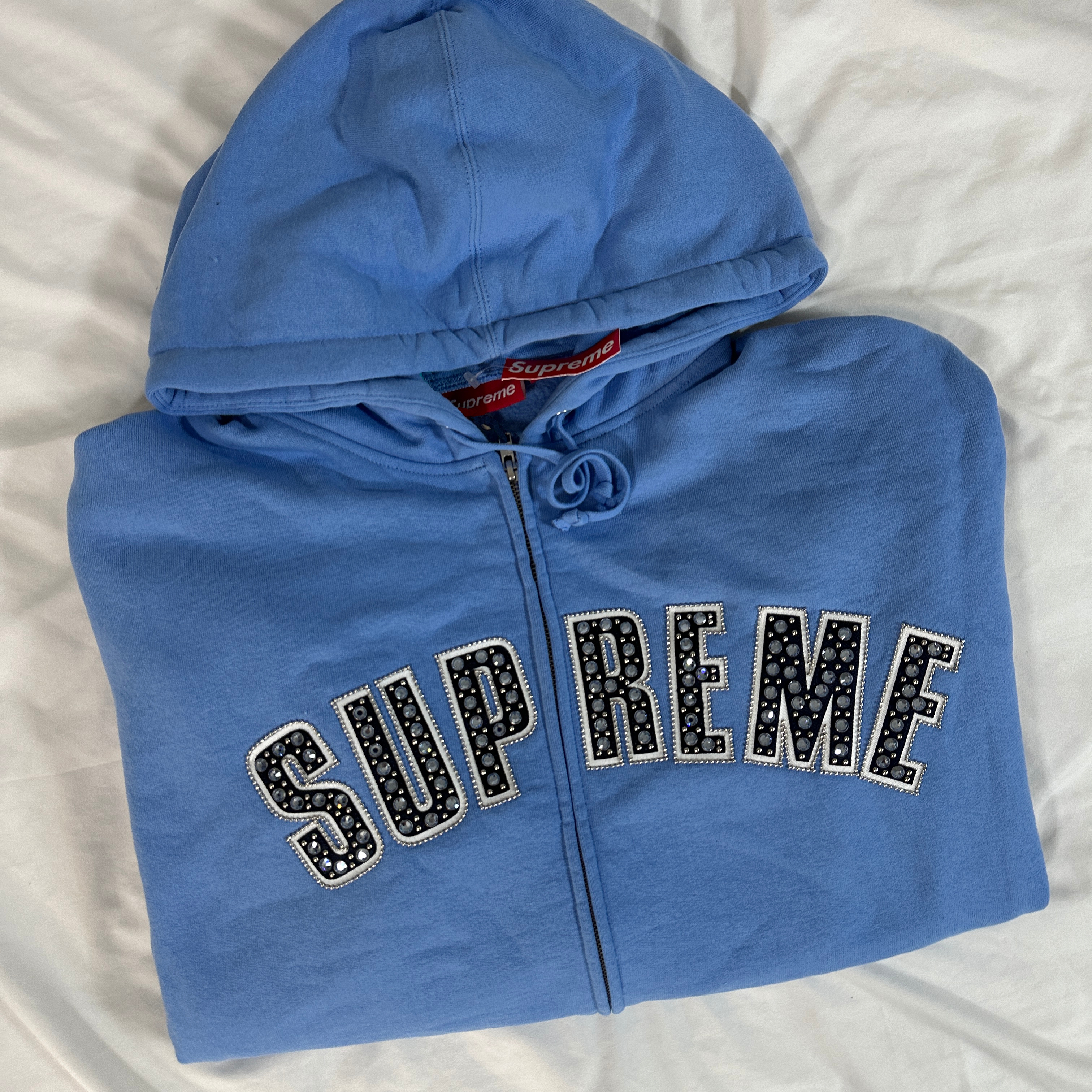 Supreme x B.B. Simon Zip Up Hooded Sweatshirt Light Blue - 25SS 착용 스타일 - 1