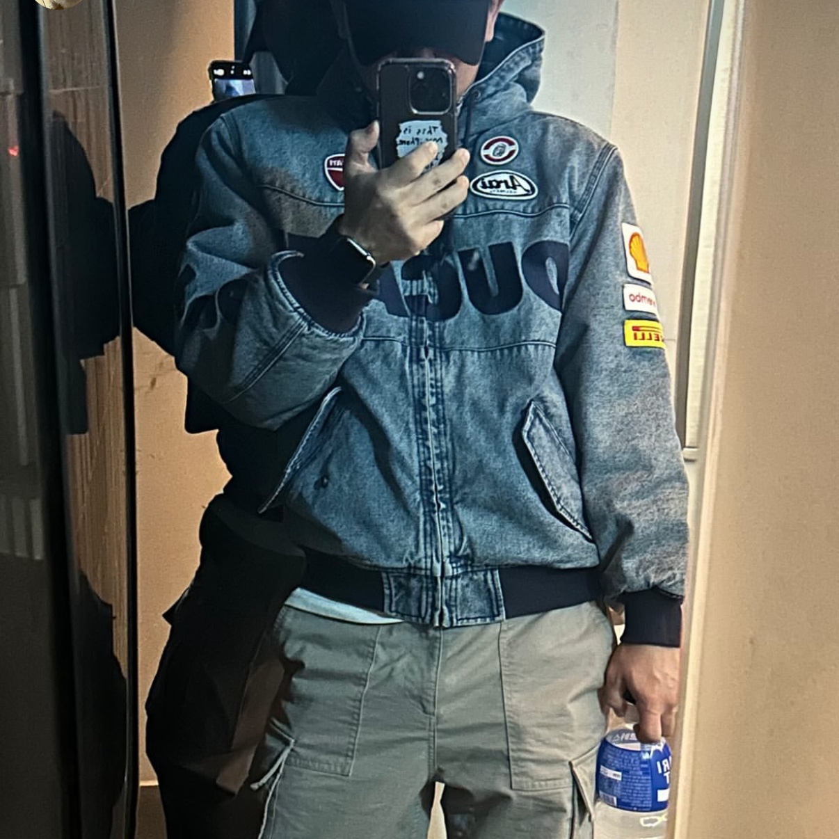 Supreme x Ducati Hooded Racing Jacket Denim - 24SS 착용 스타일
