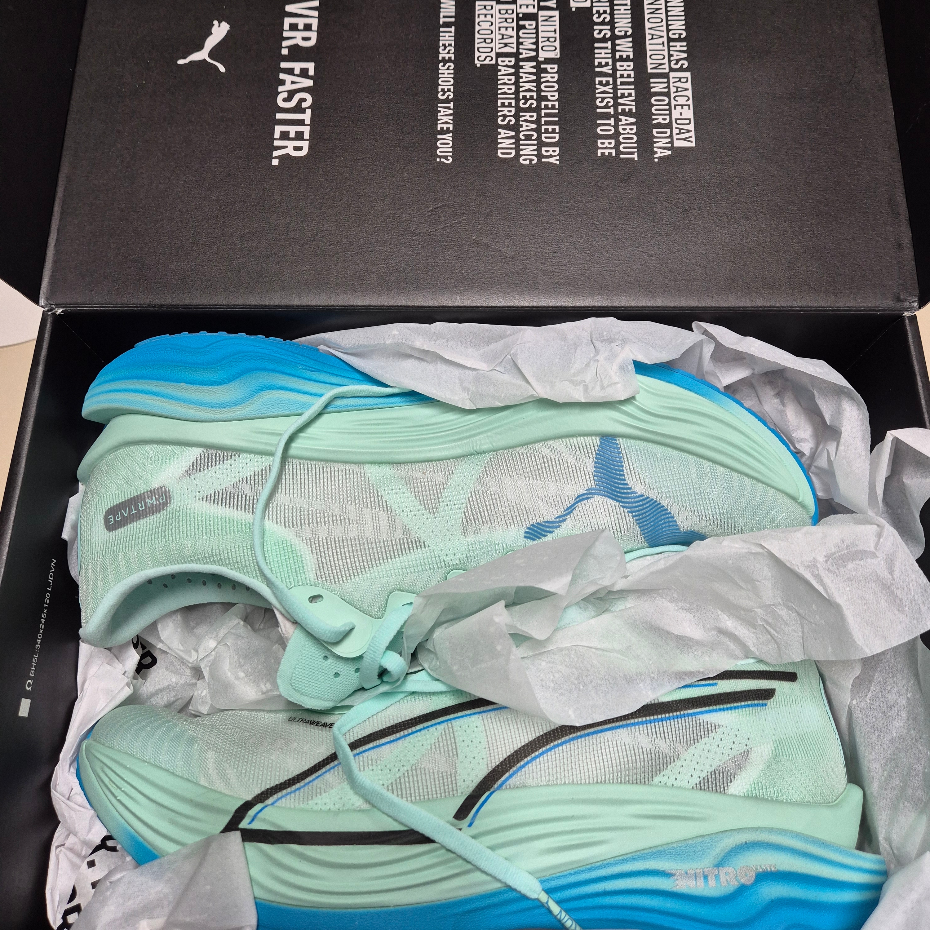 Puma Deviate Nitro Elite 3 Mint Melt Speed Blue 착용 스타일 - 1