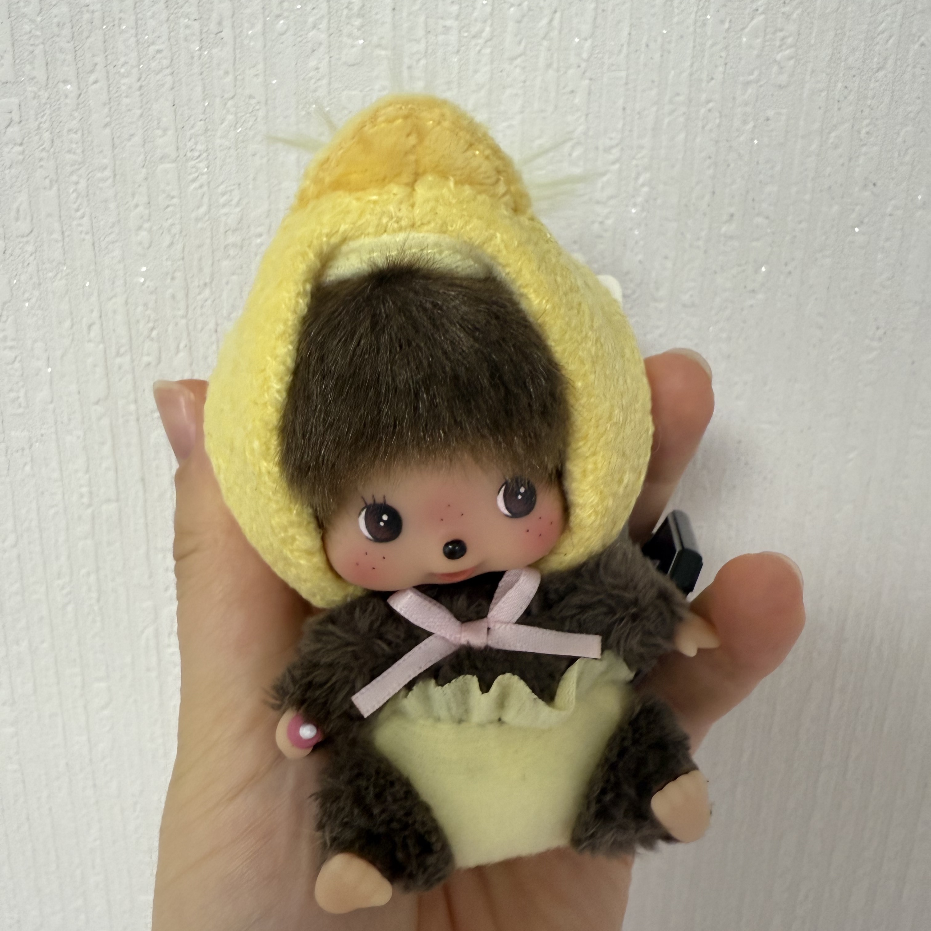 Monchhichi Animal Bebichhichi Chick Keychain Yellow 착용 스타일