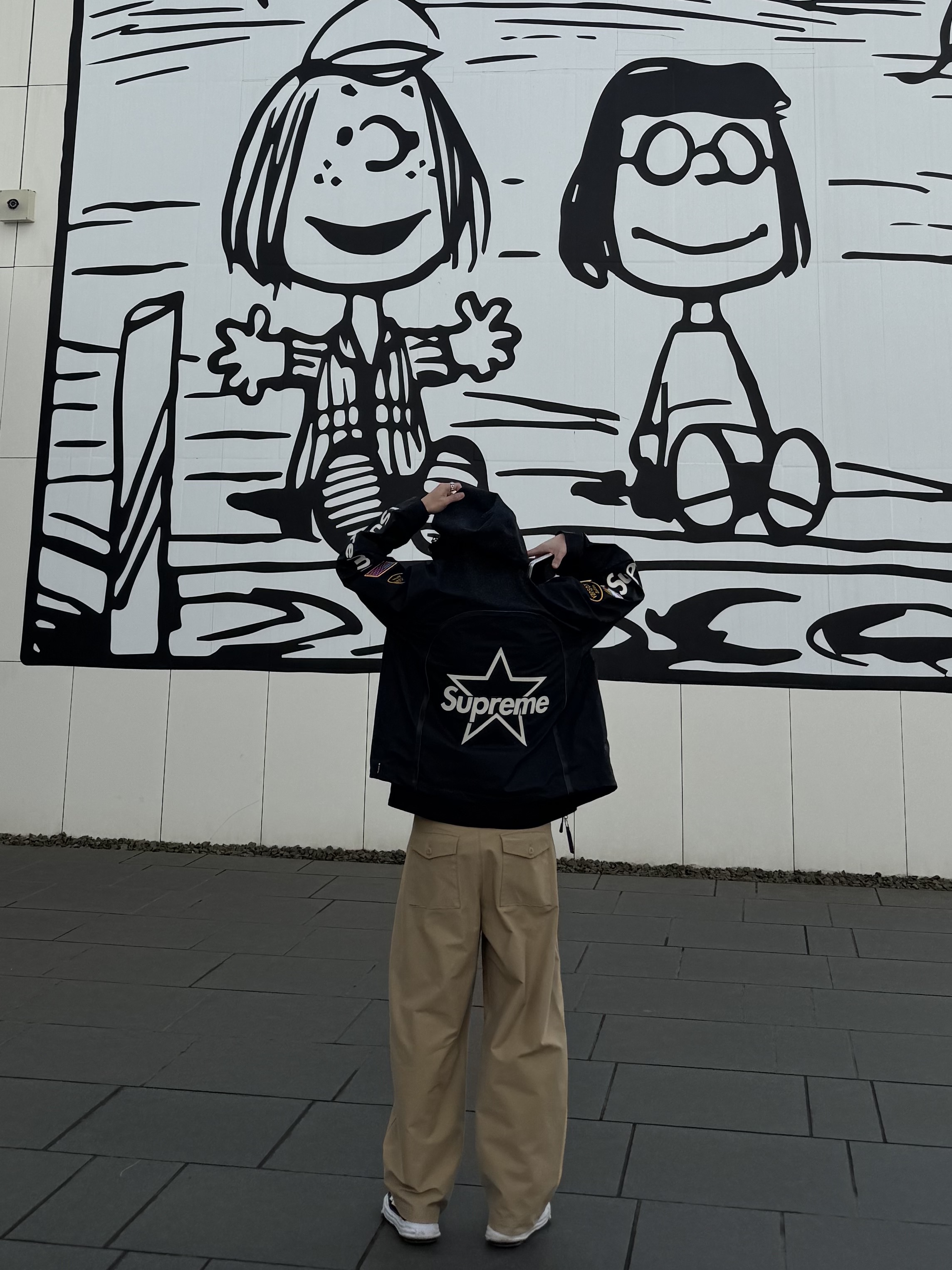 Supreme x Vanson Leathers Gore-Tex Shell Jacket Black - 25FW, Maison Mihara Yasuhiro x Amiri Bones Sneakers Black 착용 스타일