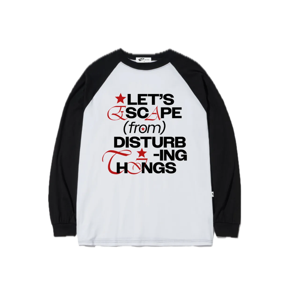 E252LS100BK Escapefrom Slogan Lettering Print Long Sleeve Black