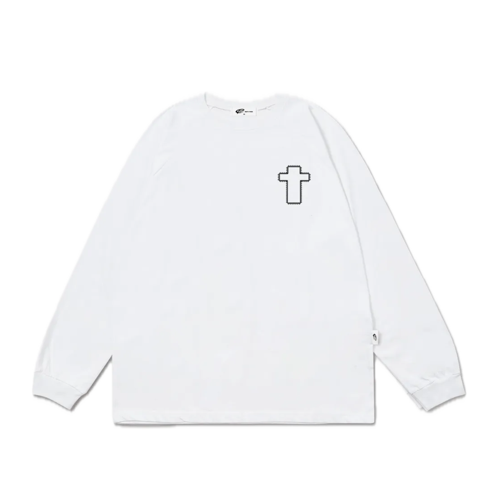 E252LS106WH Escapefrom Lace Revolution Print Long Sleeve White