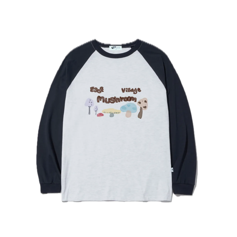 E252LS091NV Escapefrom Mushroom Village Print Long Sleeve Navy