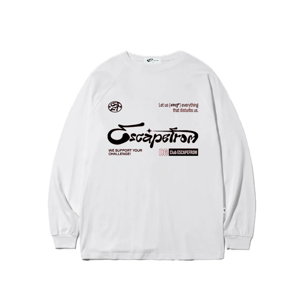 E252LS079WH Escapefrom Challenge Symbol Print Long Sleeve Black