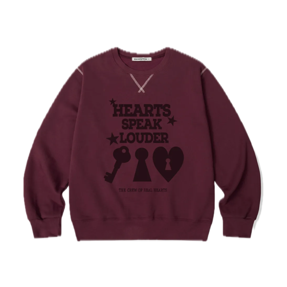 E252SW045BG Escapefrom Heartlock Print Line Point Man-to-Man Burgundy