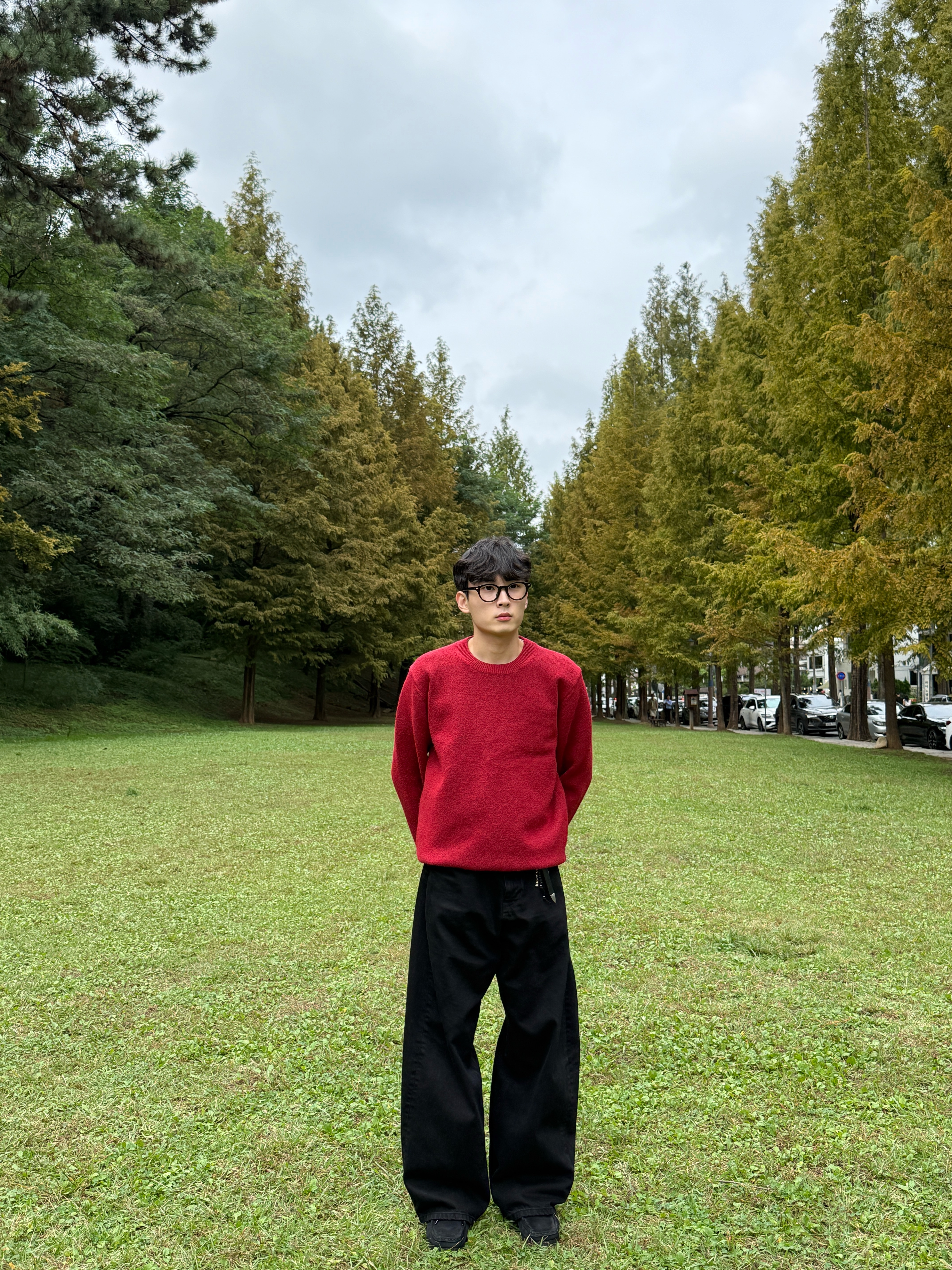 Clarks Wallabee Black Suede, Hatchingroom Wide Curve Jeans Jet Black 착용 스타일 - 2