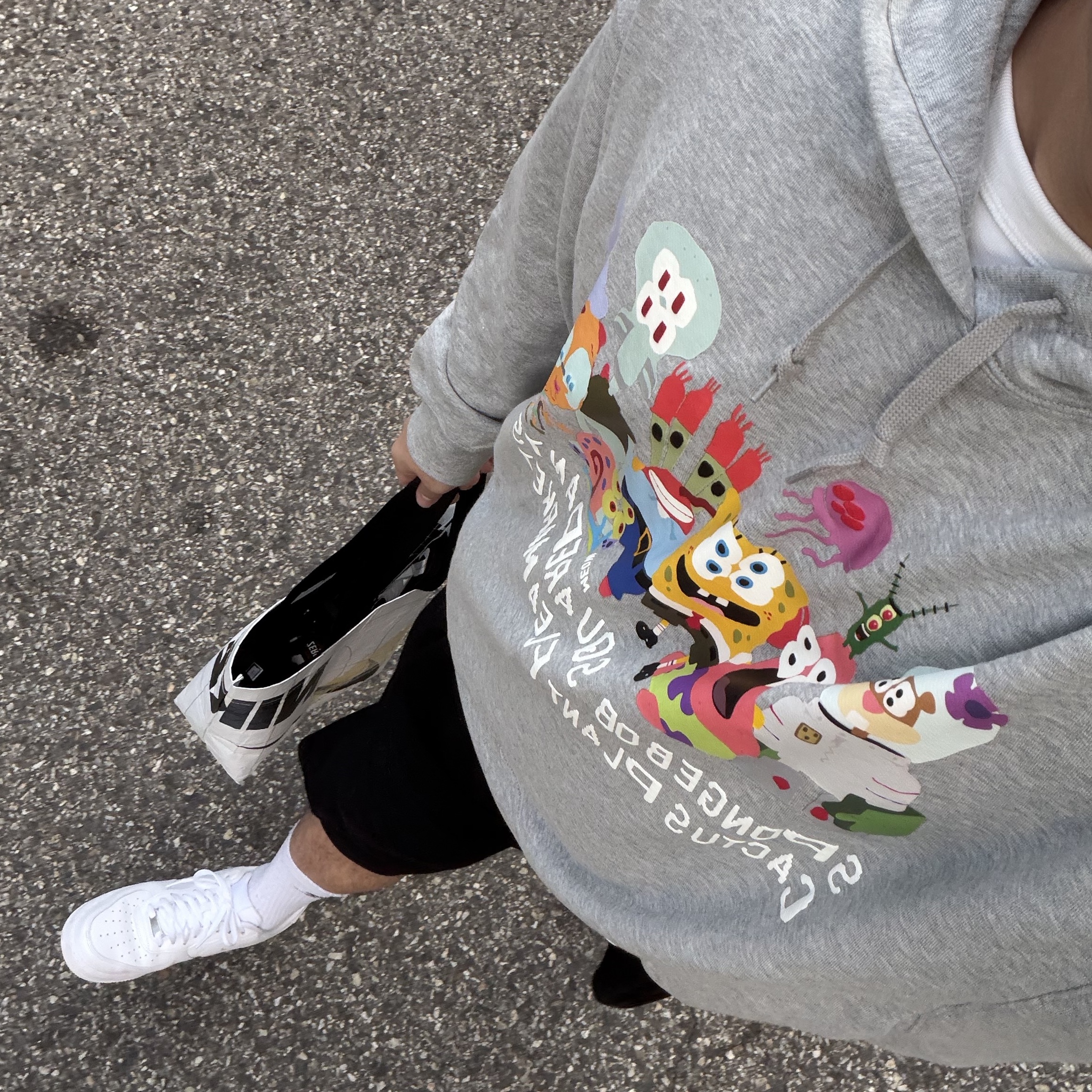 Uniqlo UT x CPFM x SpongeBob Sweat Pull Parka A Gray - KR, Nike Air Force 1 '07 Low White 착용 스타일 - 2