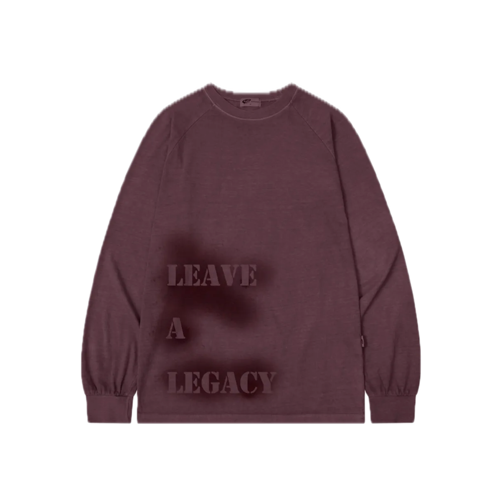 E252PLS005BG Escapefrom Legacy Print Oversized Pigment Long Sleeve Burgundy