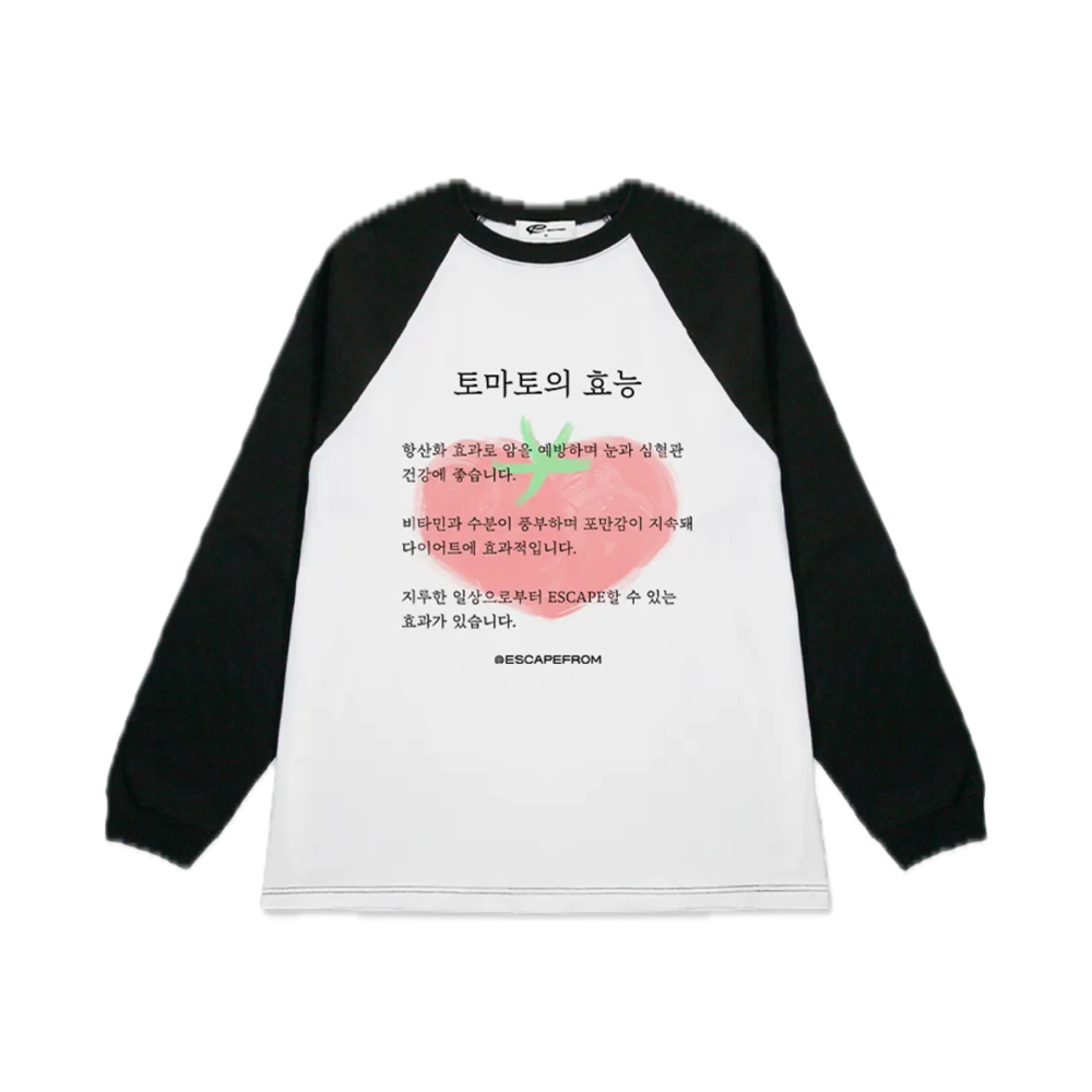 이스케이프프롬 토마토의 효능 프린트 롱슬리브 블랙(Escapefrom Benefits of Tomato Print Long Sleeve Black) - 1
