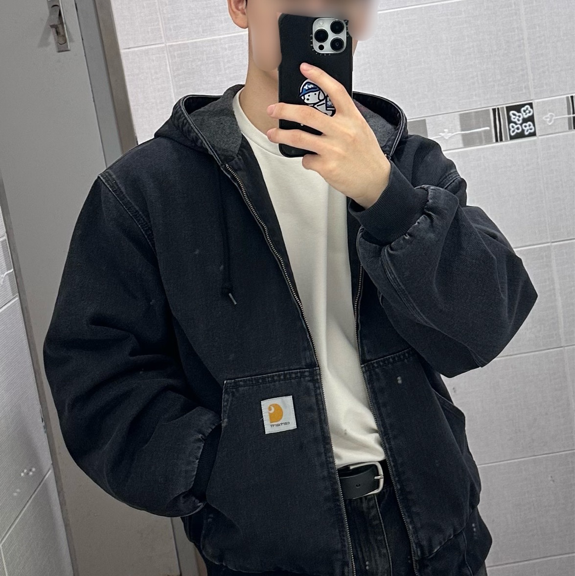 Carhartt WIP Maitland Denim OG Active Jacket Black Stone Washed 착용 스타일