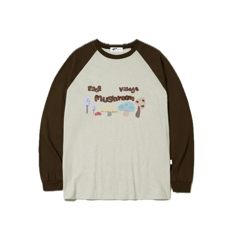 E252LS092BW Escapefrom Mushroom Village Print Long Sleeve Brown