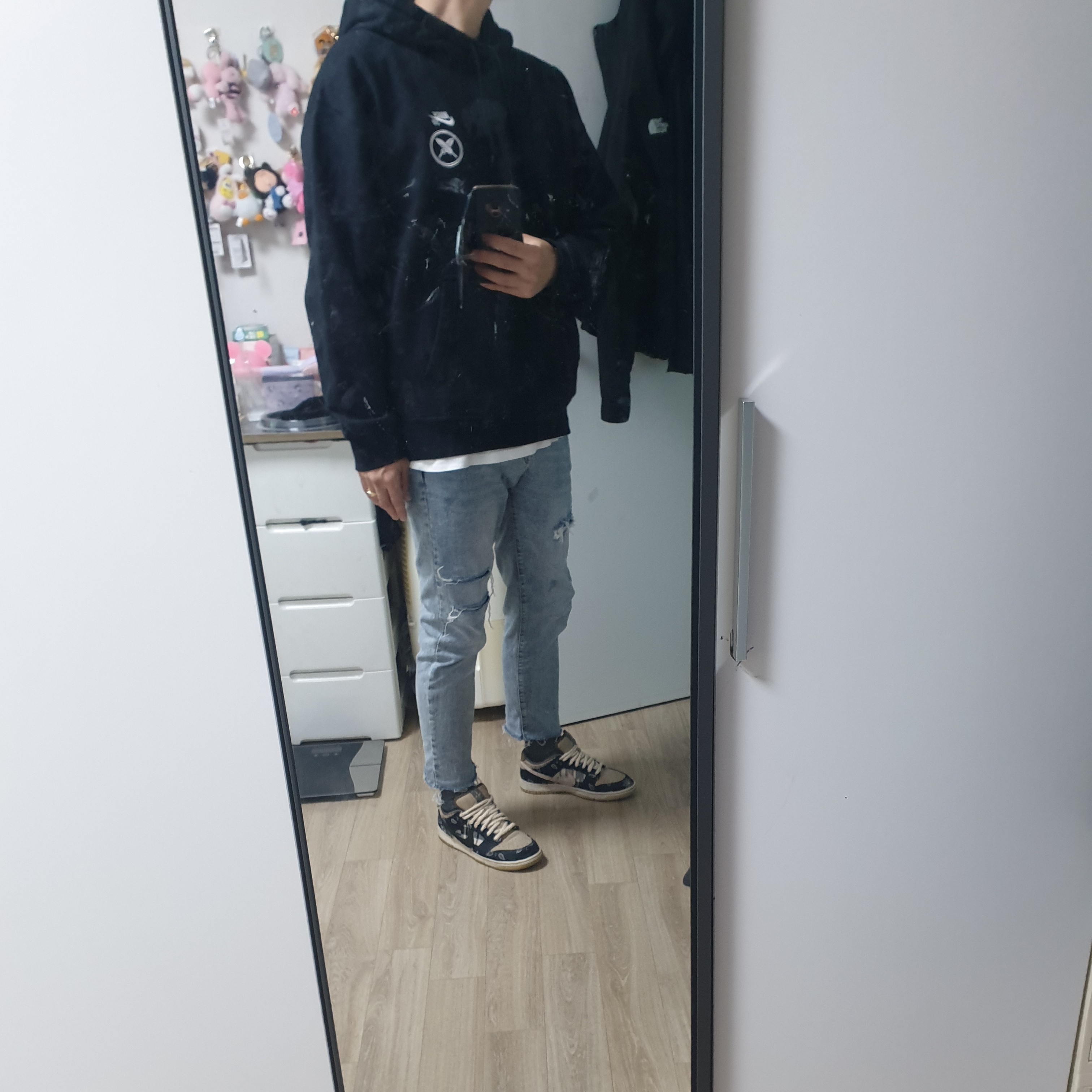 Nike x Travis Scott SB Dunk Low, Nike x Yuto Horigome SB Fleece Skateboarding Pullover Hoodie Black - Asia 착용 스타일 - 3