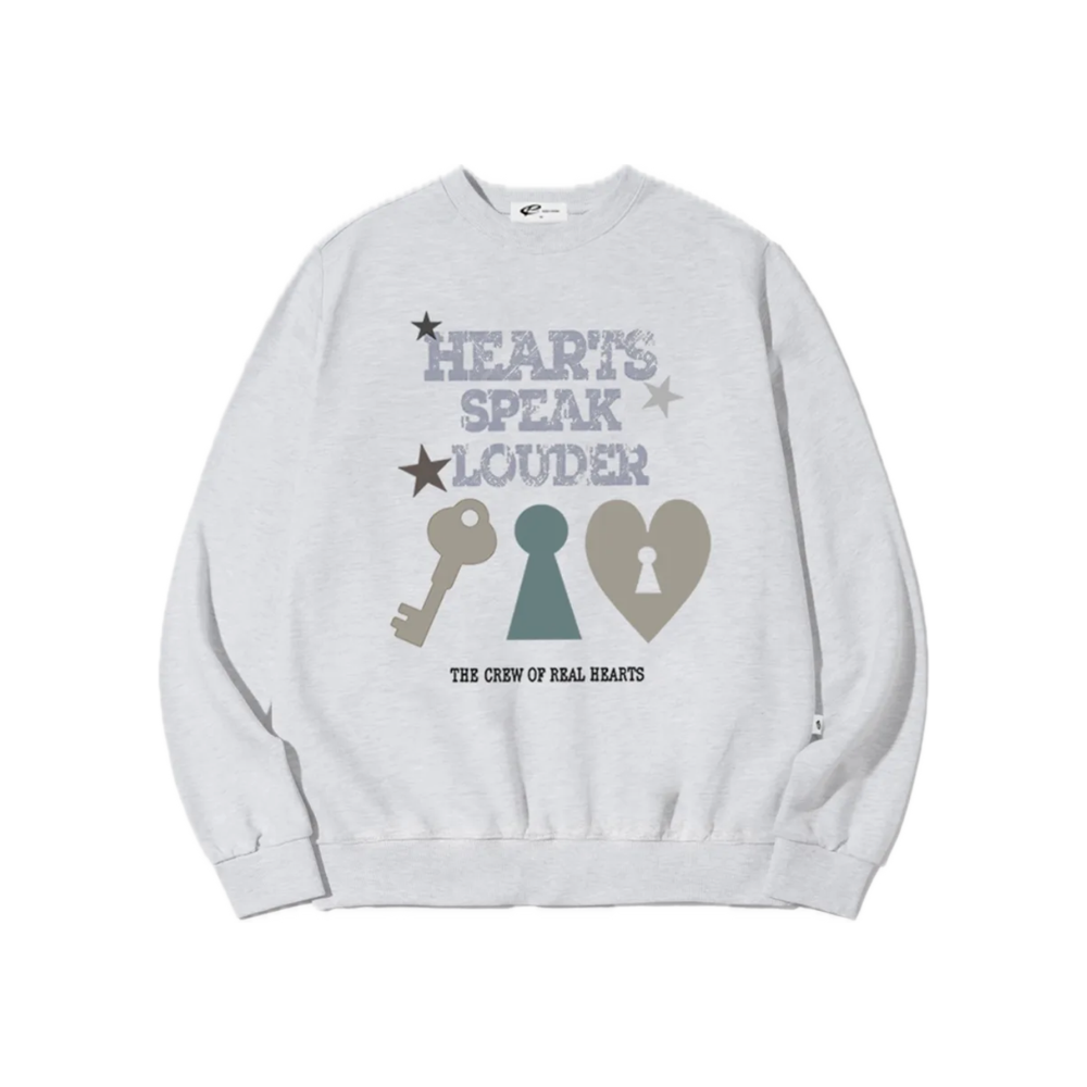 E252SW047WM Escapefrom Heartlock Print Man-to-Man White Melange