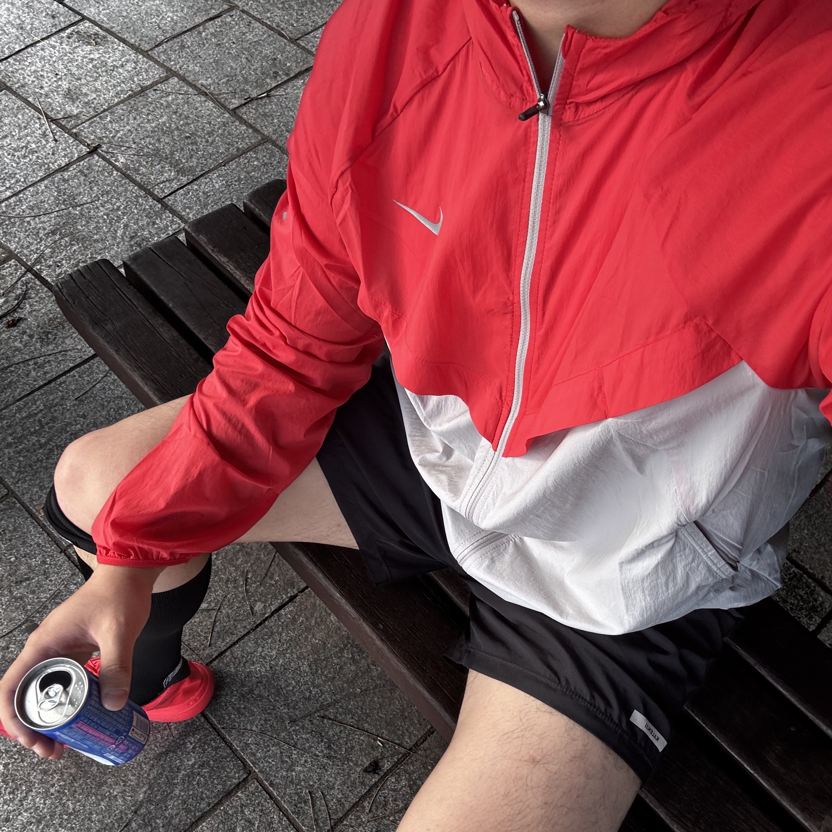 Nike Stride Repel UV Running Jacket University Red College Grey - Asia 착용 스타일