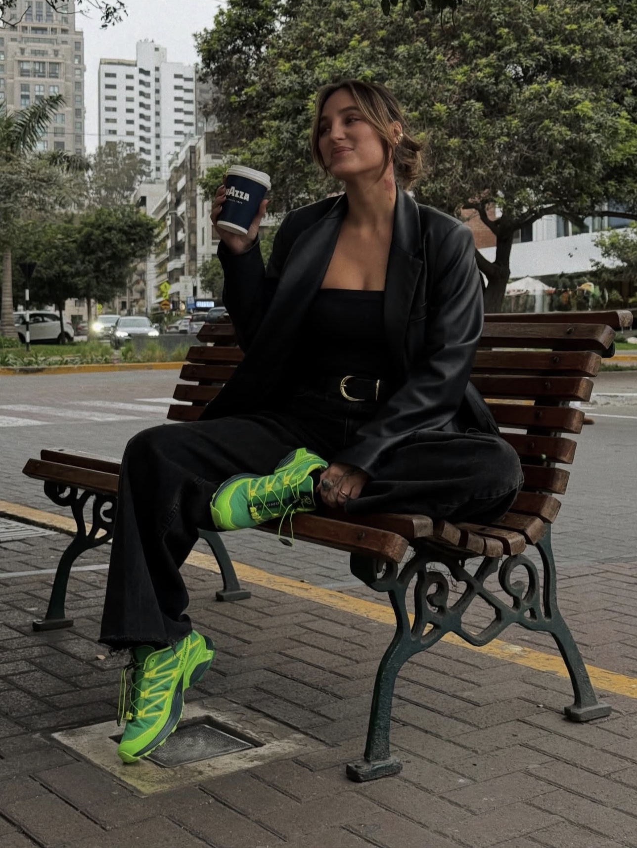 Salomon x Feid XT-Pathway 2 Bright Green Green Gecko 착용 스타일 - 10