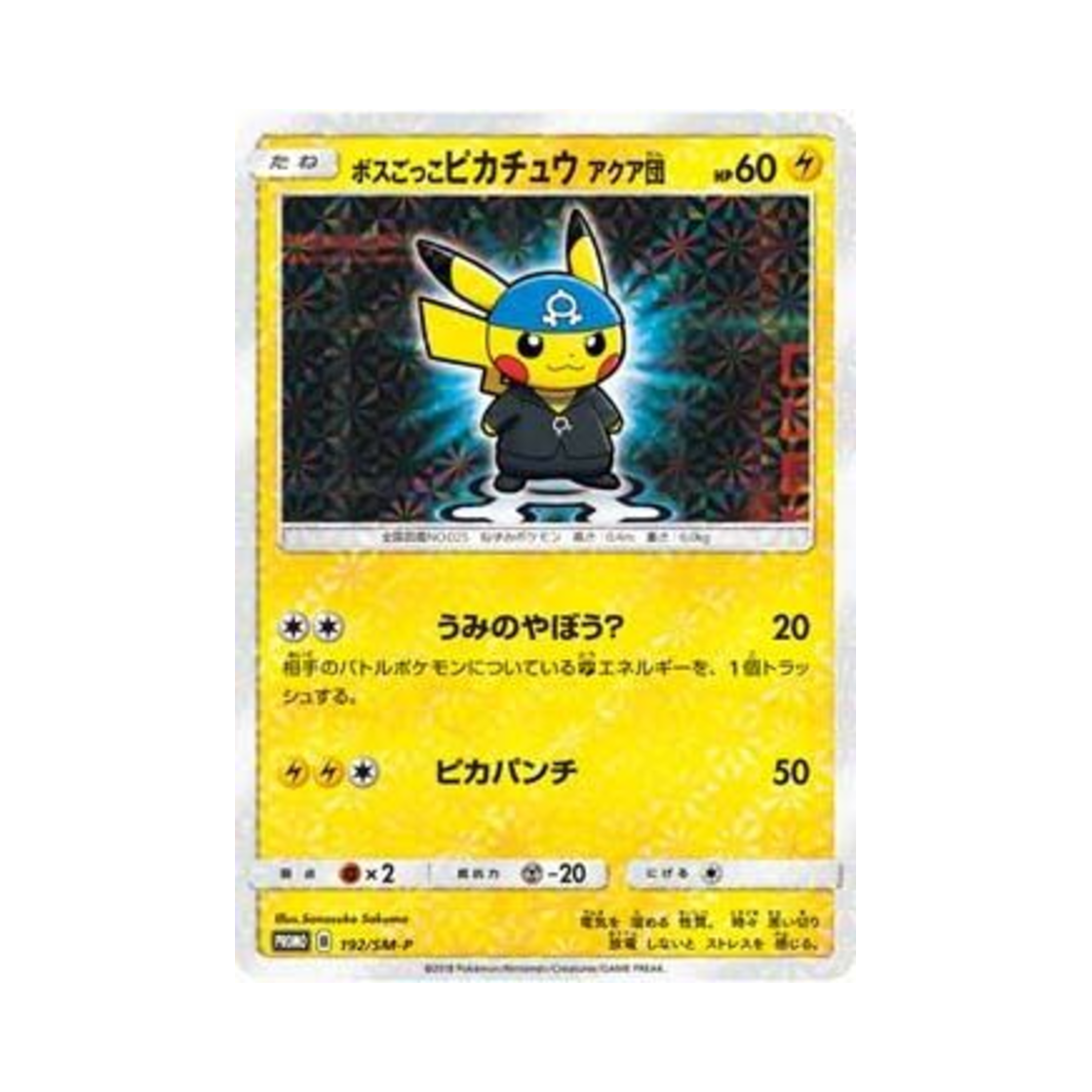 포켓몬 TCG 보스놀이 피카츄 아쿠아단 P 썬&문 프로모 카드 (일어판)(Pokemon TCG Pretend Boss Pikachu Team Aqua P Sun & Moon Promos (Japanese Ver.)) - 1