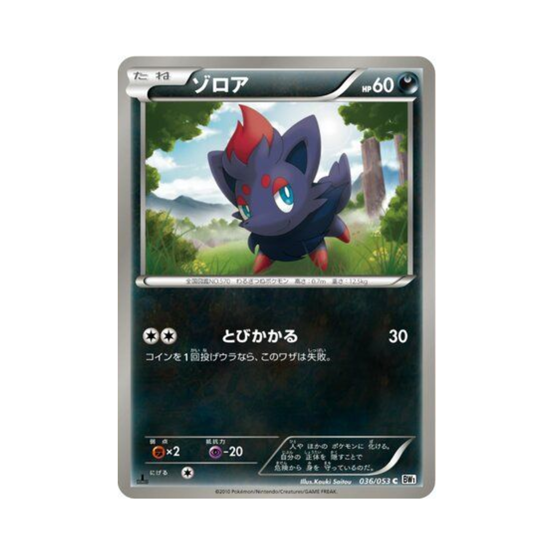 포켓몬 TCG 조로아 C 화이트 컬렉션 퍼스트 에디션 (일어판)(Pokemon TCG Zorua C White Collection 1st Edition (Japanese Ver.)) - 1