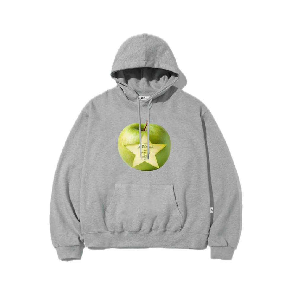 E252HD061GR Escapefrom Let’s Apple Print Hoodie Gray