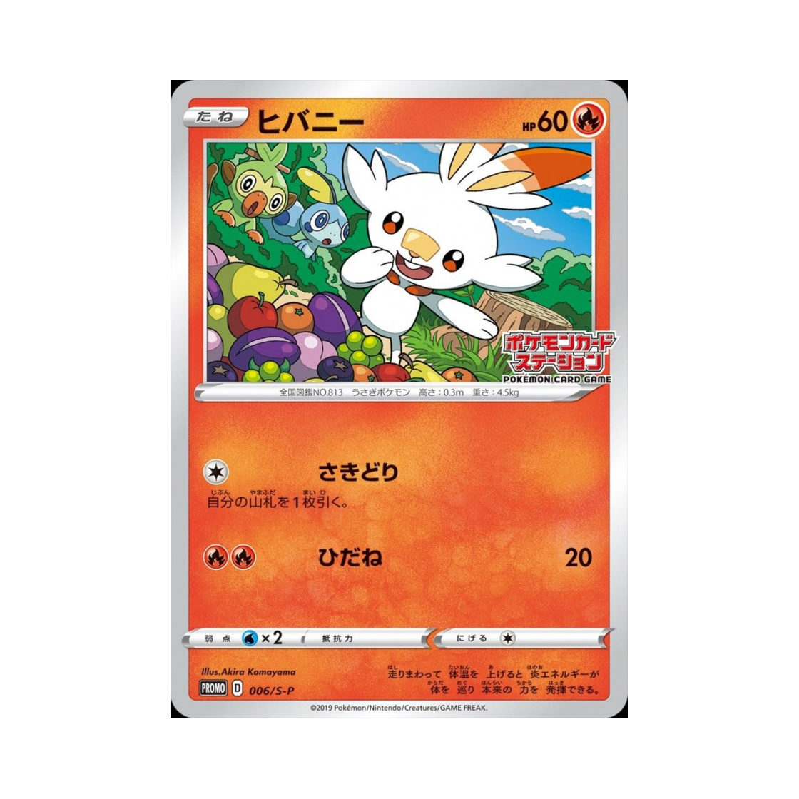 포켓몬 TCG 염버니 P 소드&실드 프로모 카드 (일어판)(Pokemon TCG Scorbunny P Sword & Shield Promos (Japanese Ver.))