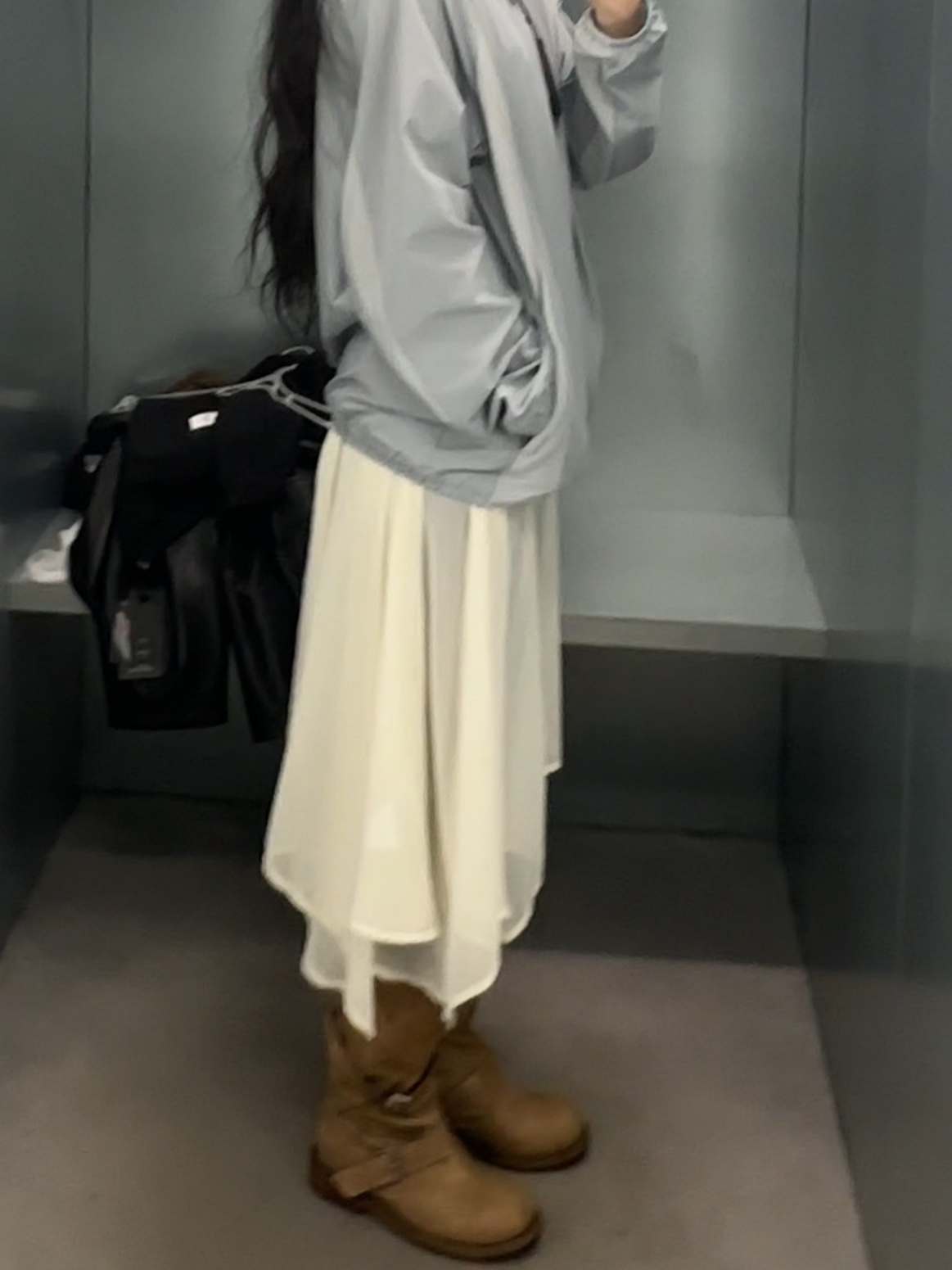 [6% 적립] NegativeThree Slouchy Long Boots Washed Beige 착용 스타일
