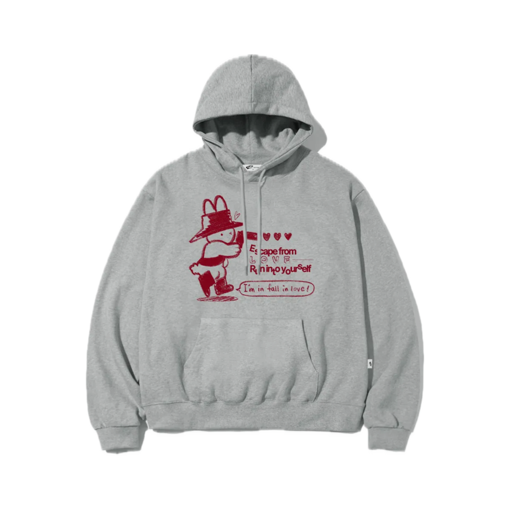 E252HD055GR Escapefrom Rabbit Shooter Print Hoodie Gray