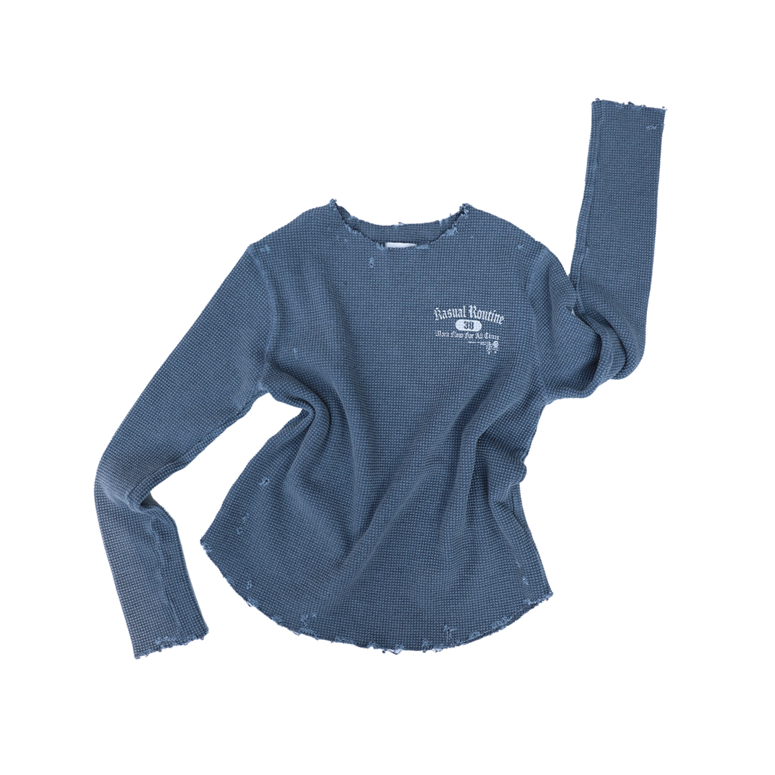 km25fw32 Kasual Manual Pigment Heavy Waffle Long Sleeve Navy