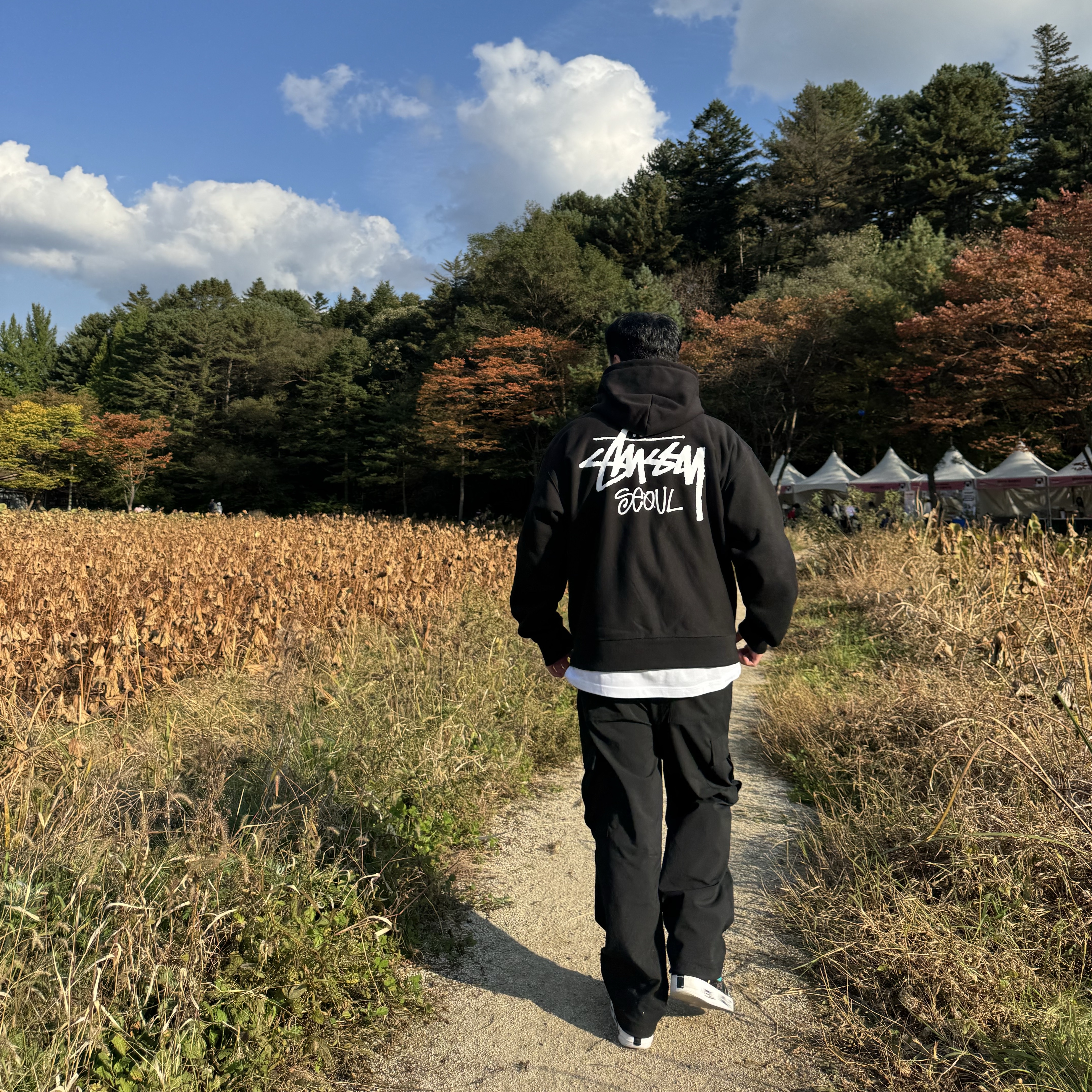 Stussy Stock Seoul Hood Black 착용 스타일 - 1