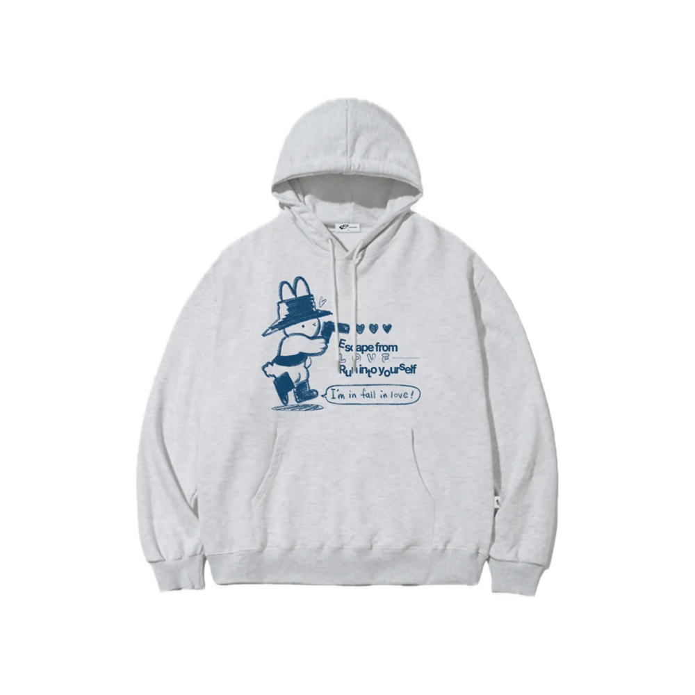 E252HD056WM Escapefrom Rabbit Shooter Print Hoodie White Melange