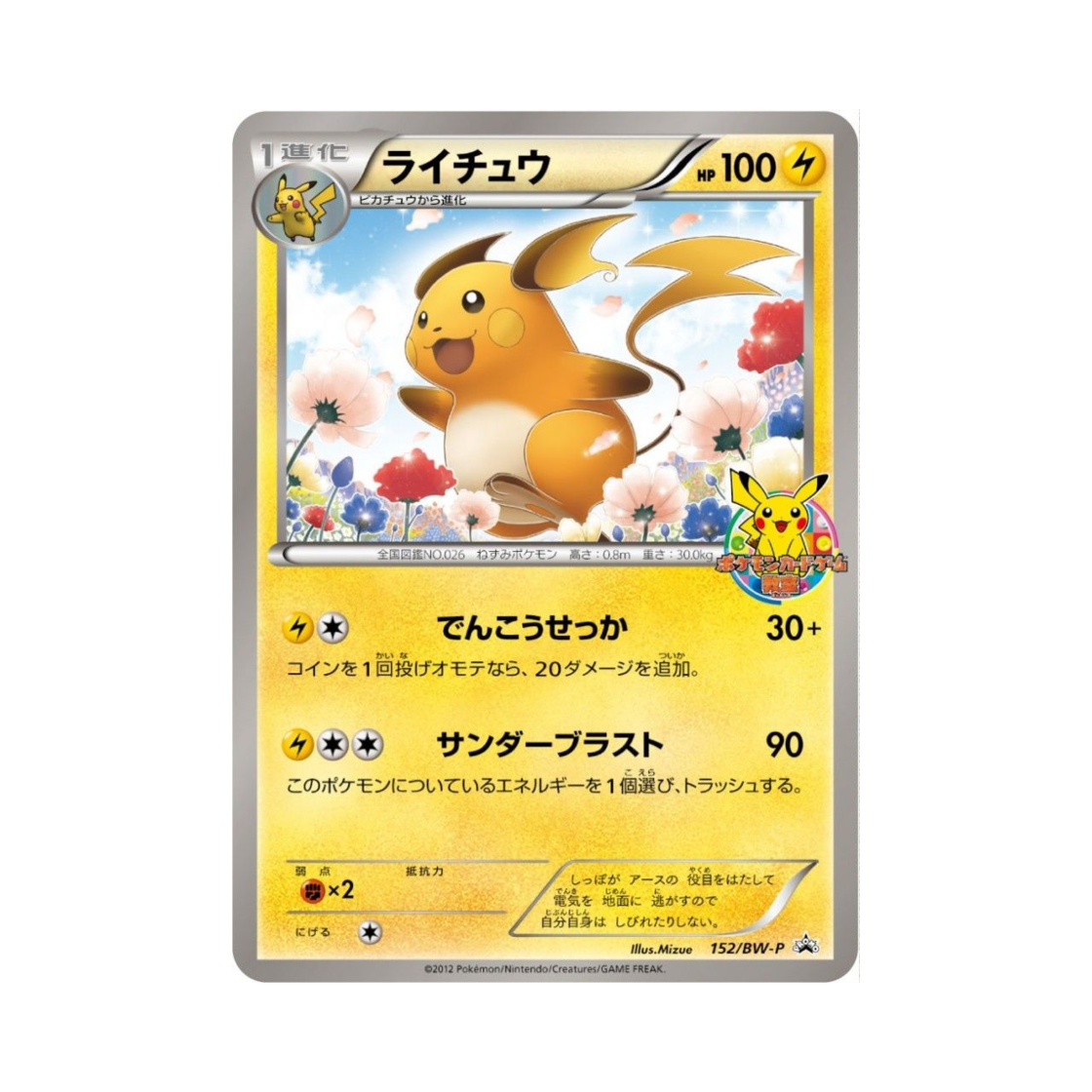 PROMO152-BW-P Pokemon TCG Raichu P Black & White Promos (Japanese Ver.)