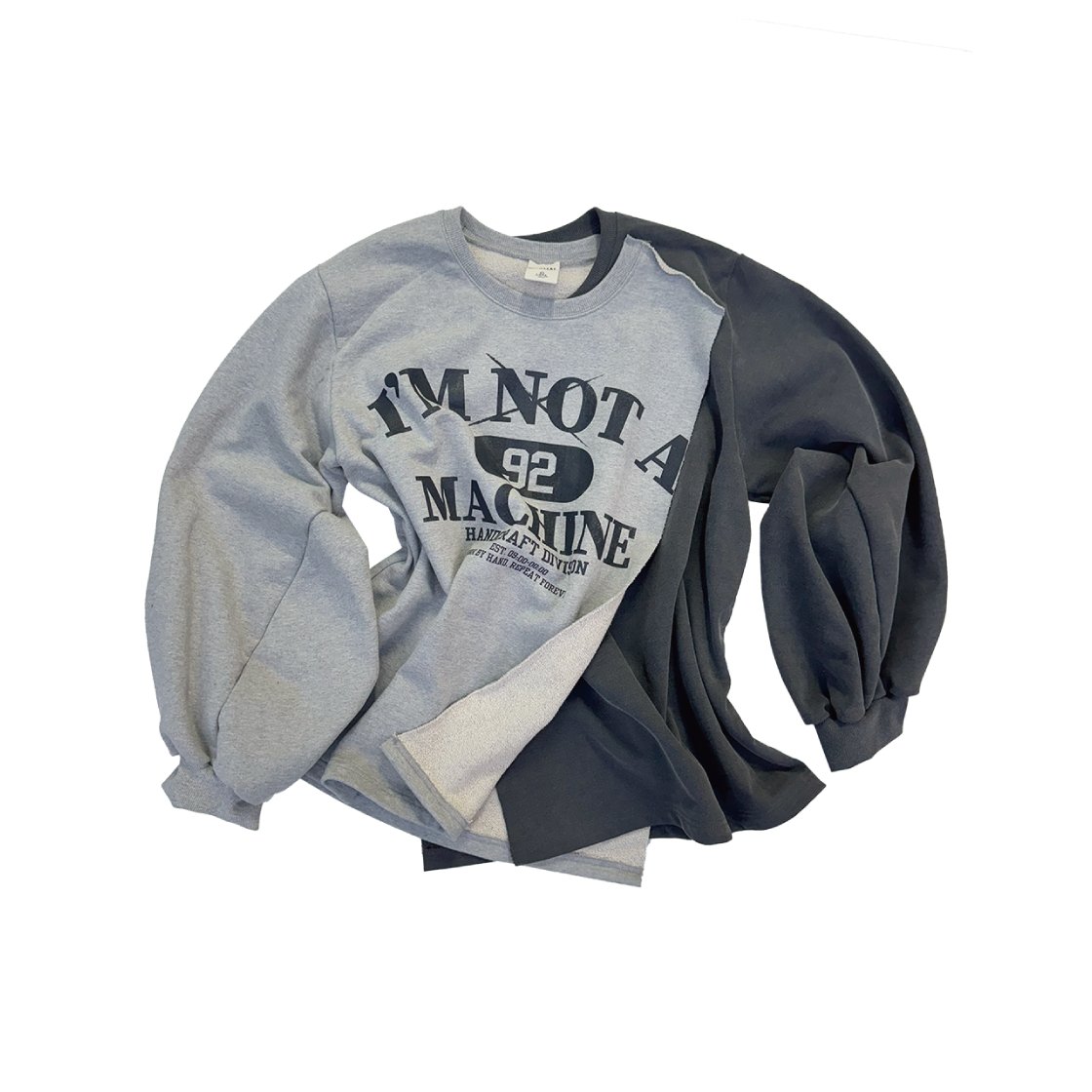 캐주얼 매뉴얼 더블 레이어드 머신 스웻셔츠 그레이(Kasual Manual Double-Layered Machine Sweatshirt Grey)