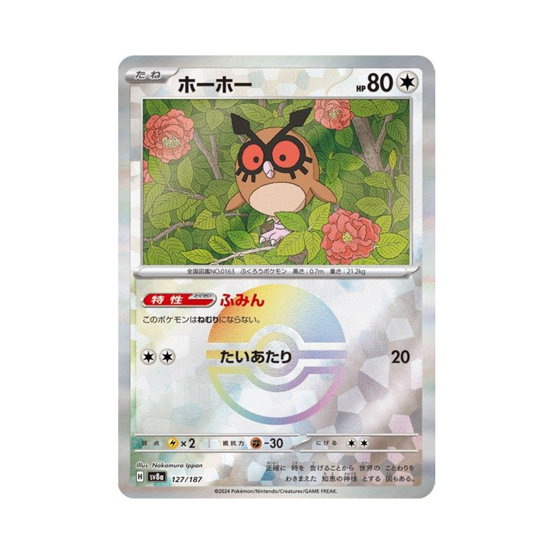 포켓몬 TCG 부우부 몬스터볼 미러 테라스탈 페스타 ex (일어판)(Pokemon TCG Hoothoot Monsterball Mirror Terastal Fest ex (Japanese Ver.)) - 1