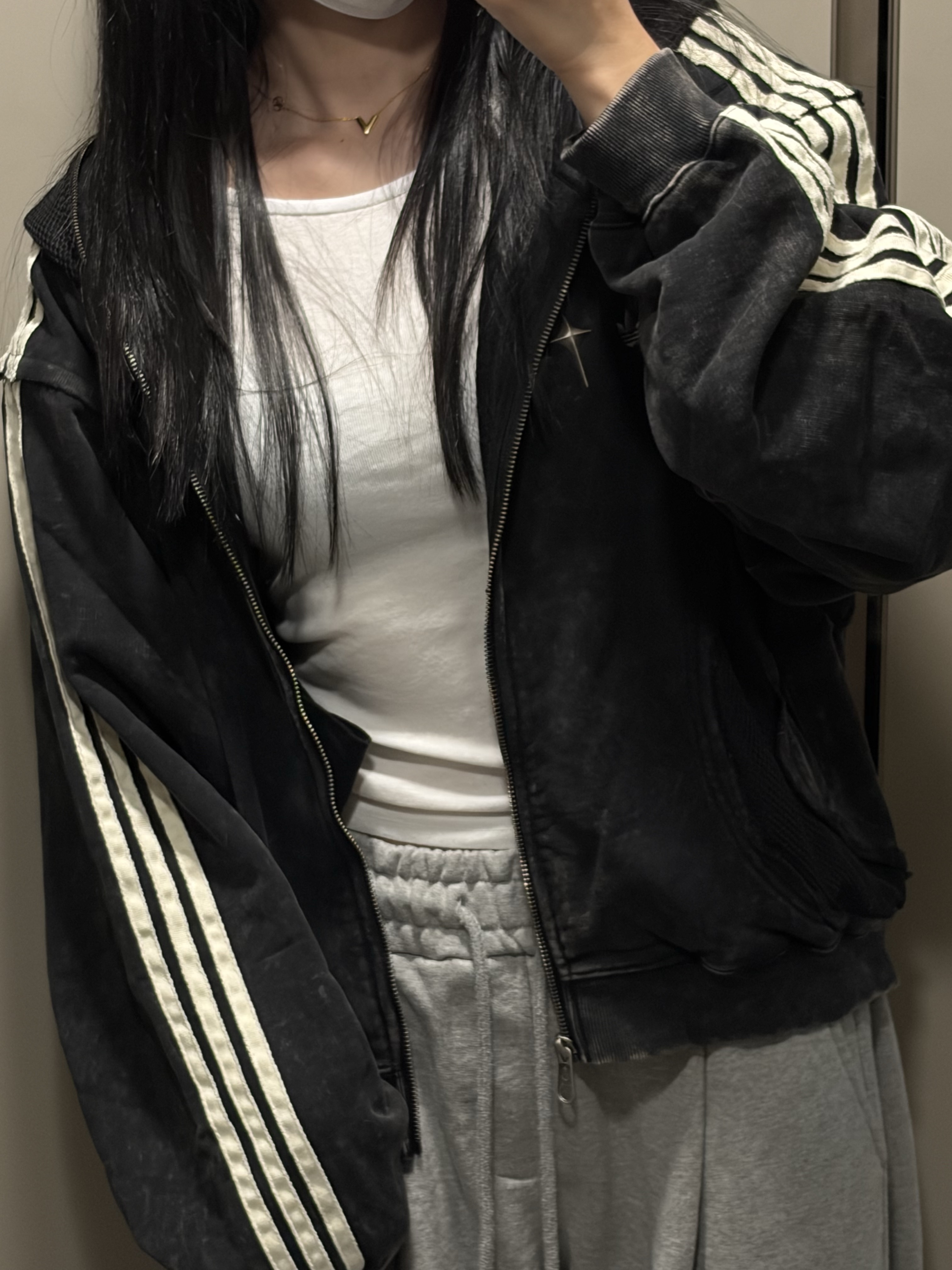 Adidas x Thug Club Teamgeist Sweat Hooded Zip Up Black - KR Sizing, Adidas x Thug Club Teamgeist Sweat Hooded Zip Up Black - US Sizing 착용 스타일 - 2