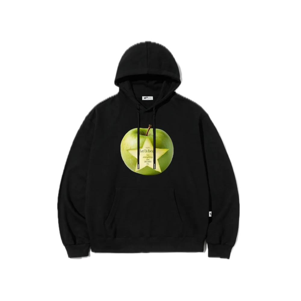 E252HD060BK Escapefrom Let’s Apple Print Hoodie Black
