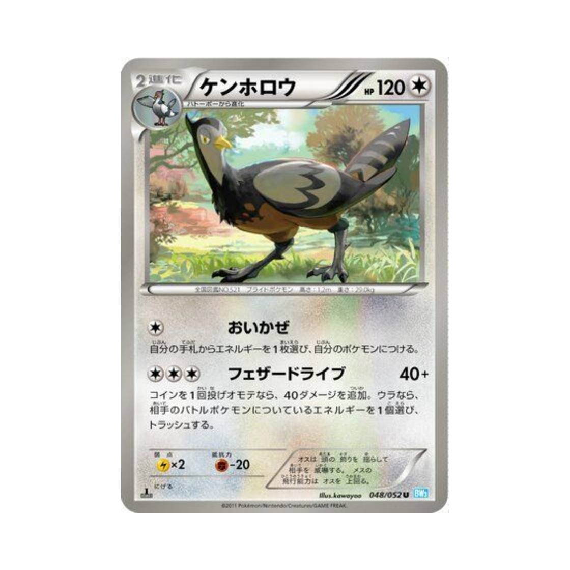 포켓몬 TCG 켄호로우 U 헤일 블리자드 퍼스트 에디션 (일어판)(Pokemon TCG Unfezant U Hail Blizzard 1st Edition (Japanese Ver.)) - 1