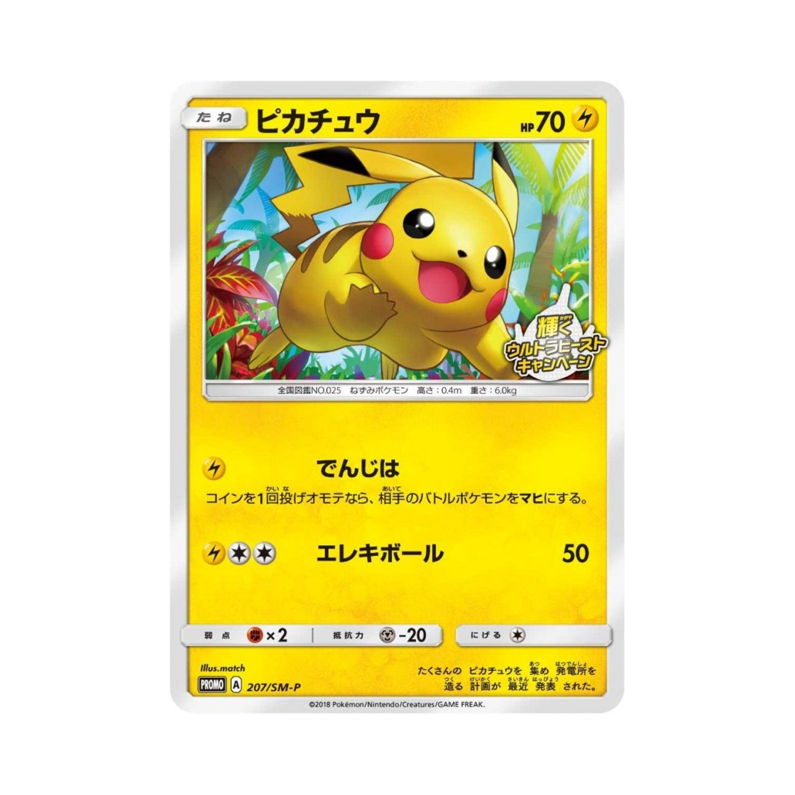 PROMO207-SM-P Pokemon TCG Pikachu P Sun & Moon Promos (Japanese Ver.)