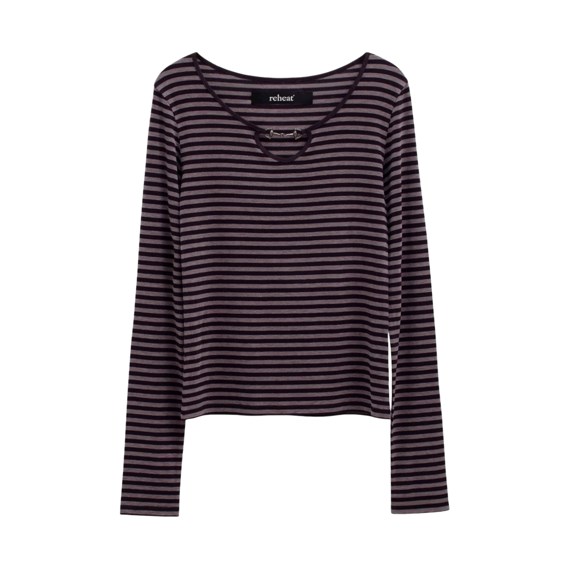 리히트 홀스빗 디테일 스트라이프 탑 퍼플(Reheat Horsebit Detail Stripe Top Purple)