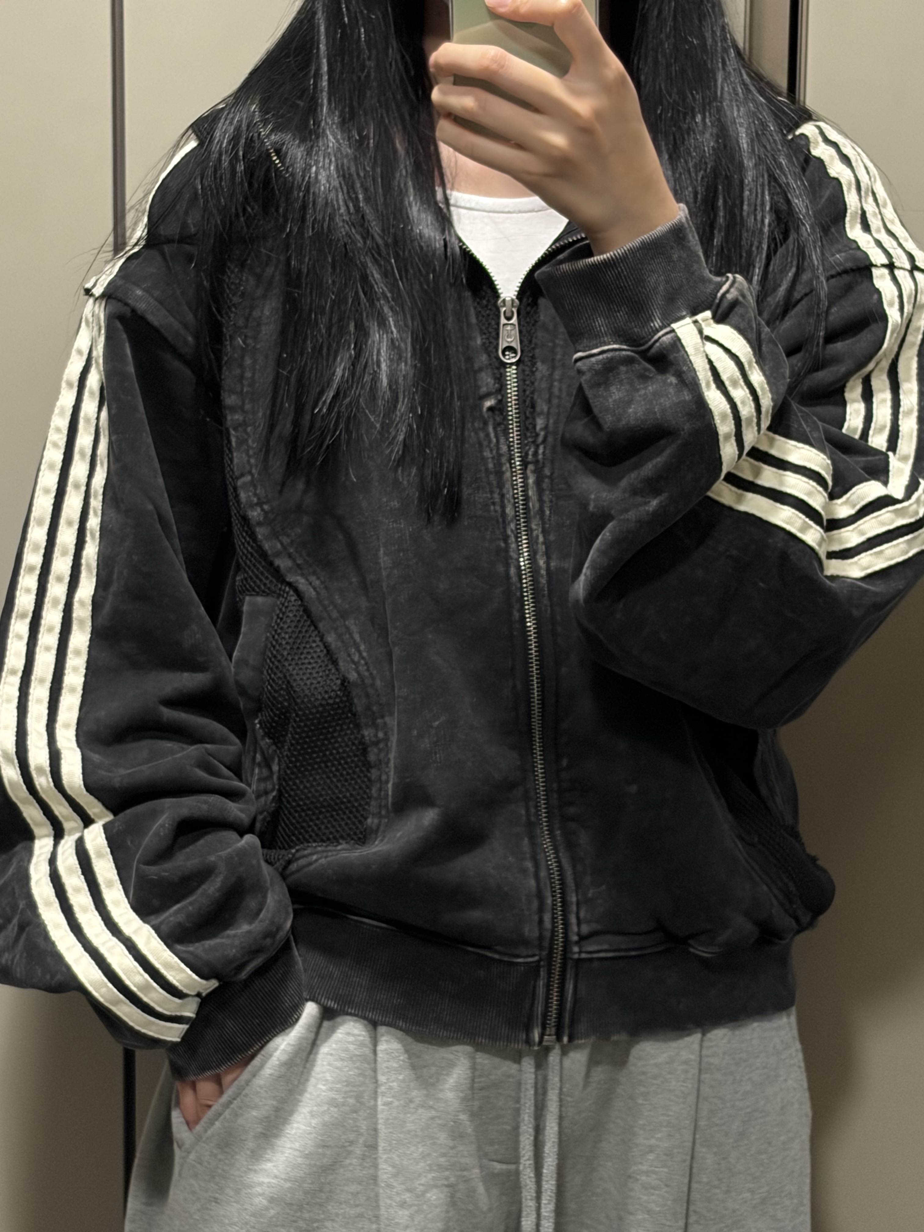 Adidas x Thug Club Teamgeist Sweat Hooded Zip Up Black - KR Sizing, Adidas x Thug Club Teamgeist Sweat Hooded Zip Up Black - US Sizing 착용 스타일 - 3